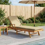 Vidaxl ligstoel met kussen 100% polyester massief teak