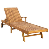 Vidaxl ligstoel met kussen 100% polyester massief teak