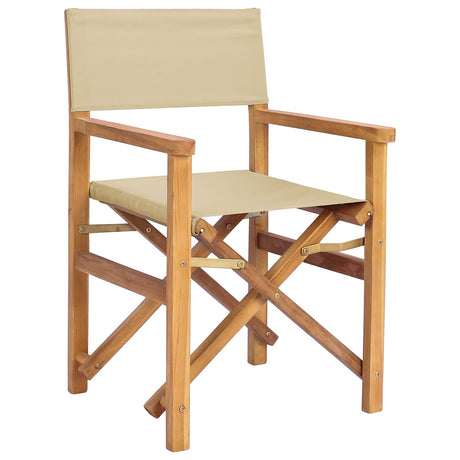 Vidaxl directeursstoel bruin en beige massief teakhout