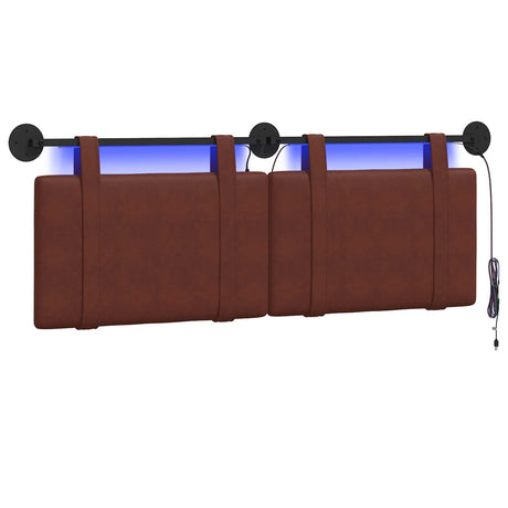 Vidaxl hangend hoofdbord glanzend bruin antiek pu