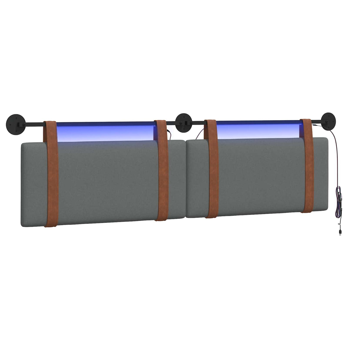Vidaxl hangend hoofdbord met led-verlichting donkergrijs antiek pu
