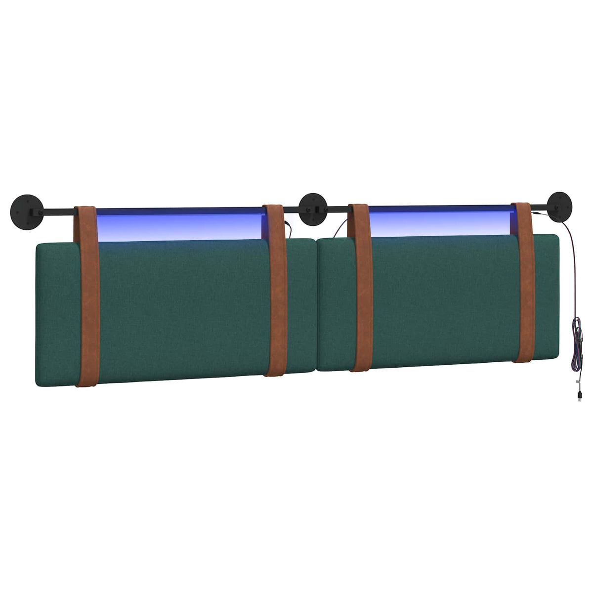 Vidaxl hangend hoofdbord met led-verlichting donkergroen antiek pu