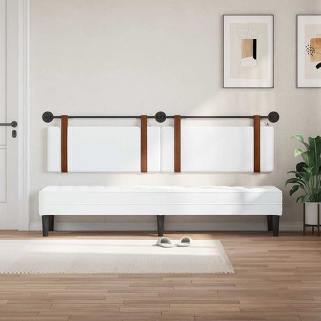 Vidaxl hangend hoofdbord met led-verlichting wit antiek pu