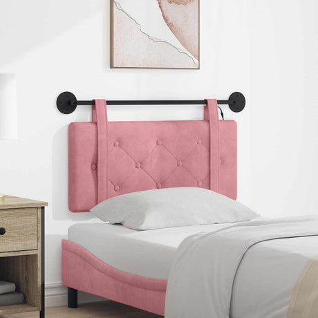 Vidaxl hangend hoofdbord met led-verlichting roze fluweel