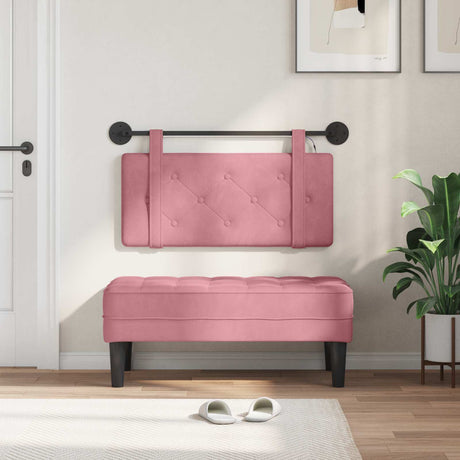 Vidaxl hangend hoofdbord met led-verlichting roze fluweel