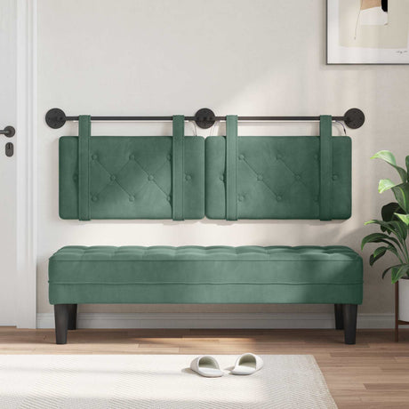 Vidaxl hangend hoofdbord met led-verlichting zeegroen fluweel