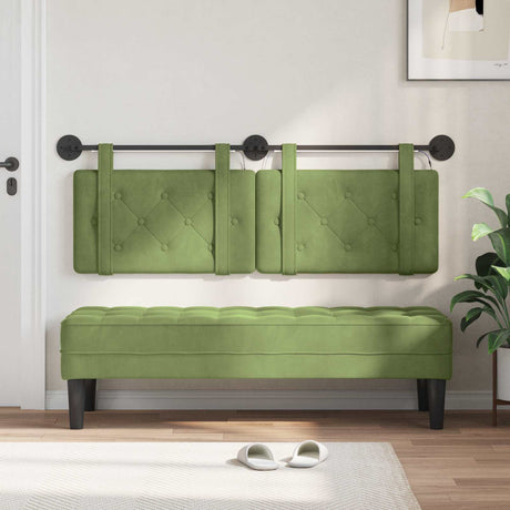 Vidaxl hangend hoofdbord met led-verlichting lichtgroen fluweel