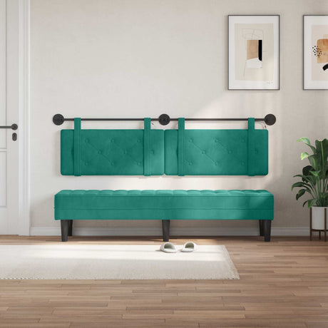 Vidaxl hangend hoofdbord met led-verlichting turquoise fluweel