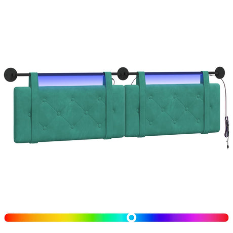 Vidaxl hangend hoofdbord met led-verlichting turquoise fluweel