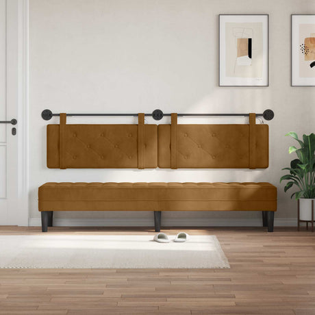 Vidaxl hangend hoofdbord met led-verlichting bruin fluweel