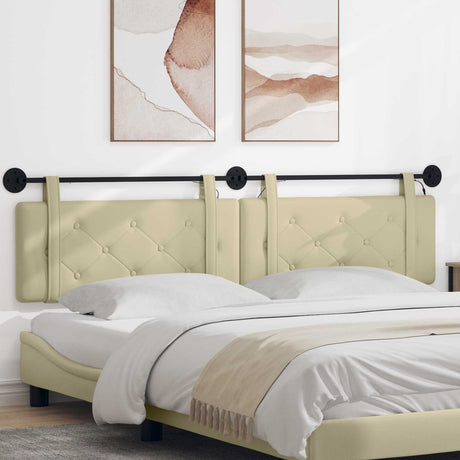 Vidaxl hangend hoofdbord met led-verlichting crèmekleurig kunstleer