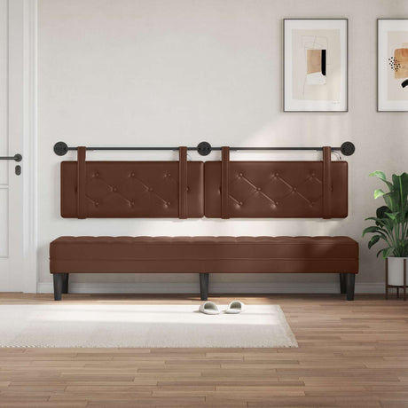 Vidaxl hangend hoofdbord met led-verlichting bruin kunstleer