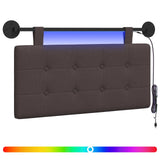 Vidaxl hangend hoofdbord met led-verlichting donkerbruin stof