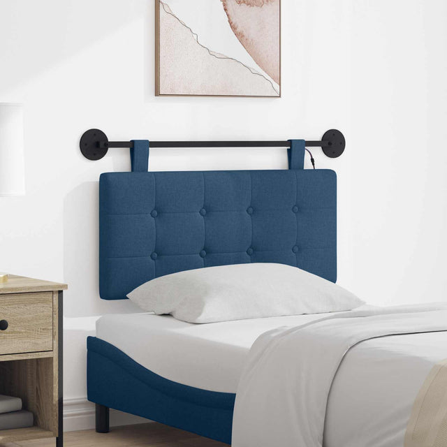 Vidaxl hangend hoofdbord met led-verlichting blauw stof