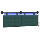 Vidaxl hangend hoofdbord met led-verlichting donkergroen stof