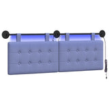 Vidaxl hangend hoofdbord met led-verlichting jeans blauw stof