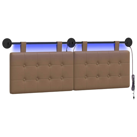 Vidaxl hangend hoofdbord met led-verlichting cappuccino kunstleer