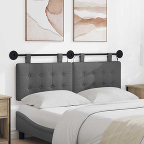 Vidaxl hangend hoofdbord met led-verlichting donkergrijs stof