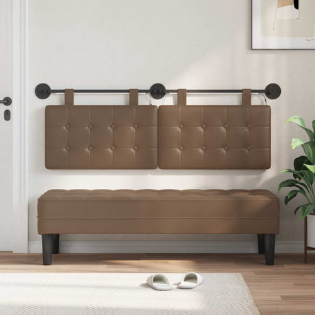 Vidaxl hangend hoofdbord met led-verlichting cappuccino kunstleer