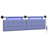 Vidaxl hangend hoofdbord met led-verlichting jeans blauw stof