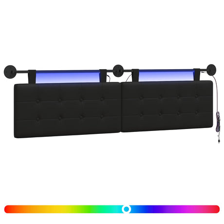 Vidaxl hangend hoofdbord met led-verlichting zwart kunstleer