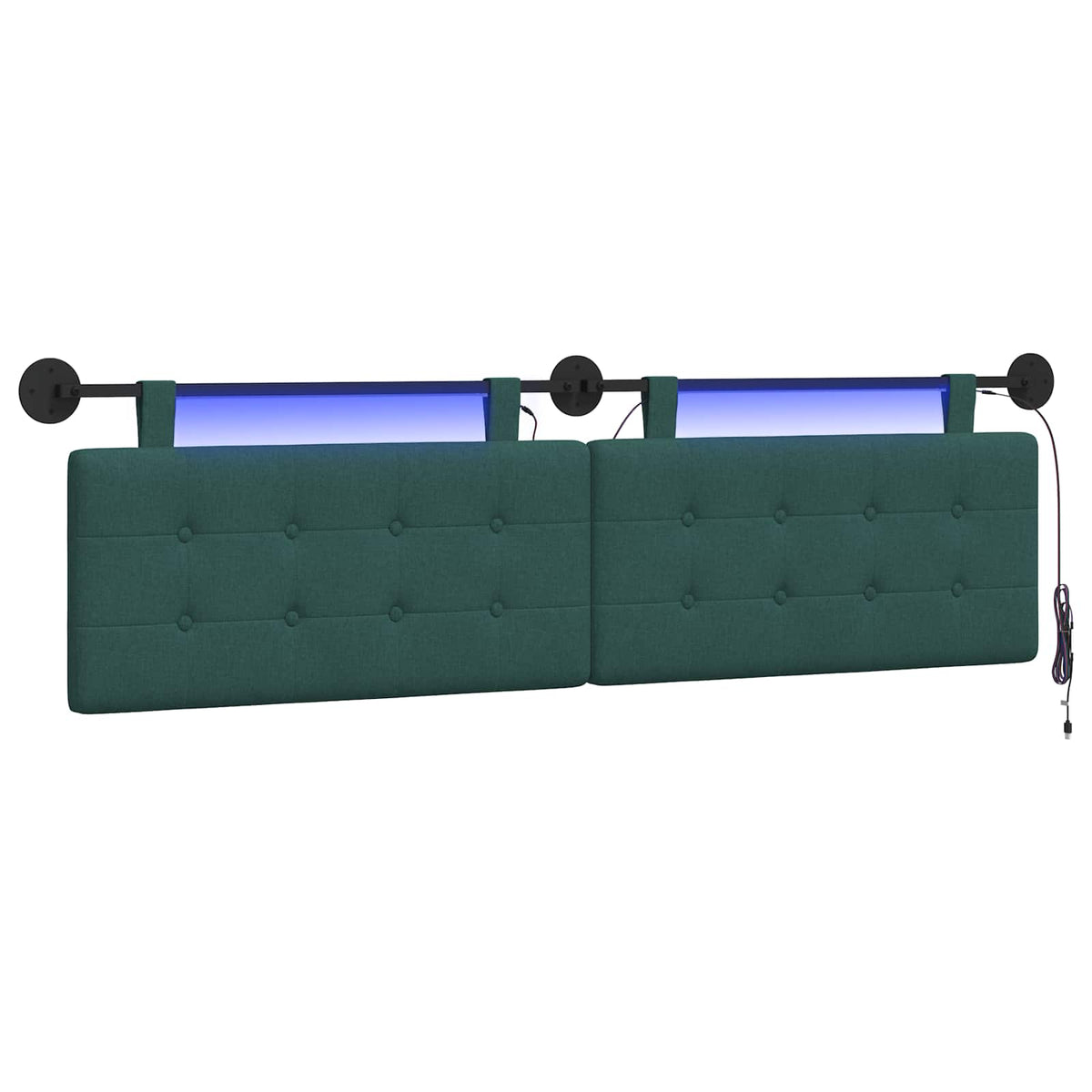 Vidaxl hangend hoofdbord met led-verlichting donkergroen stof
