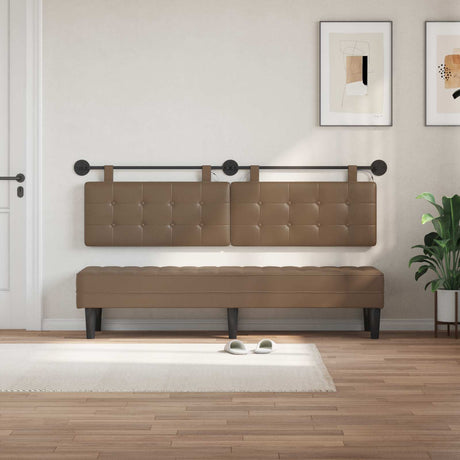 Vidaxl hangend hoofdbord met led-verlichting cappuccino kunstleer