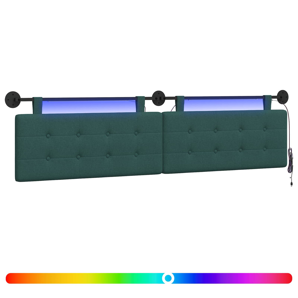 Vidaxl hangend hoofdbord met led-verlichting donkergroen stof