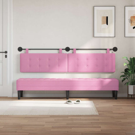 Vidaxl hangend hoofdbord met led-verlichting roze stof