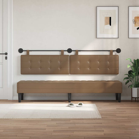 Vidaxl hangend hoofdbord met led-verlichting cappuccino kunstleer