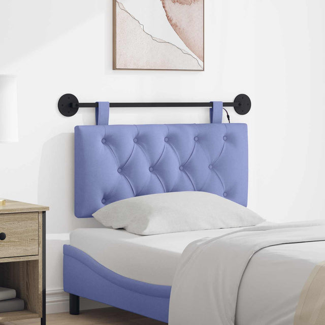 Vidaxl hangend hoofdbord met led-verlichting jeans blauw stof