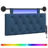 Vidaxl hangend hoofdbord met led-verlichting blauw stof