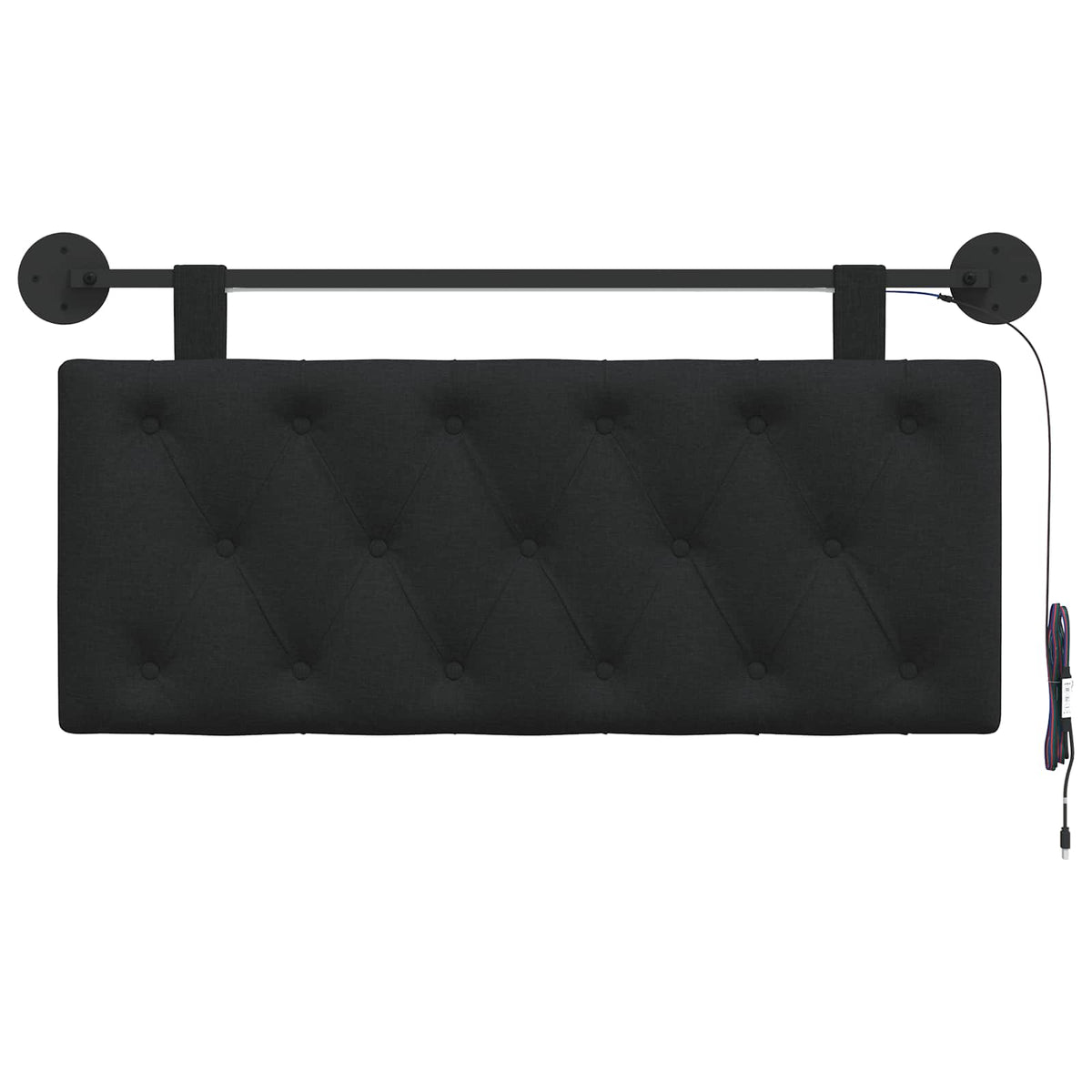 Vidaxl hangend hoofdbord met led-verlichting zwart stof