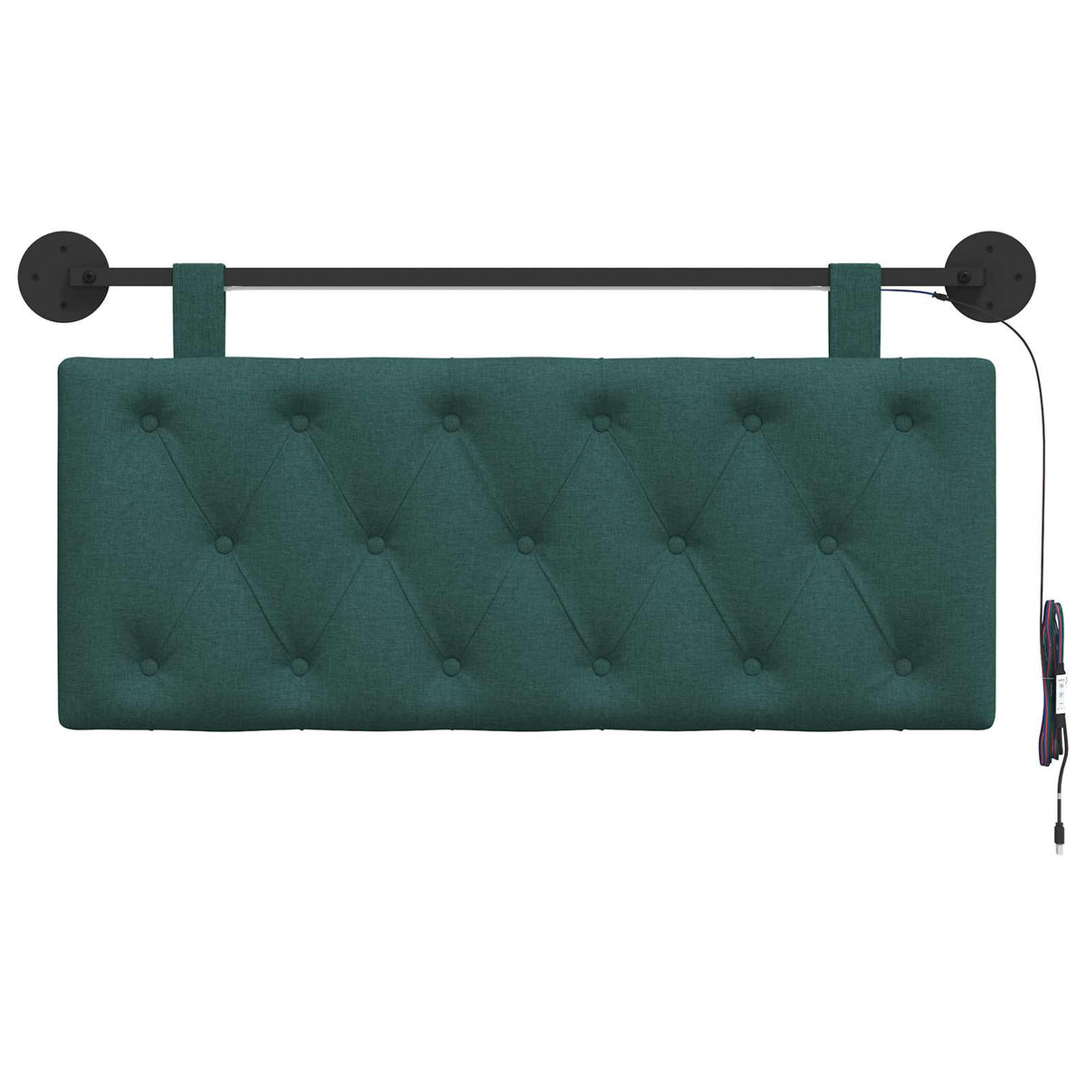 Vidaxl hangend hoofdbord met led-verlichting donkergroen stof