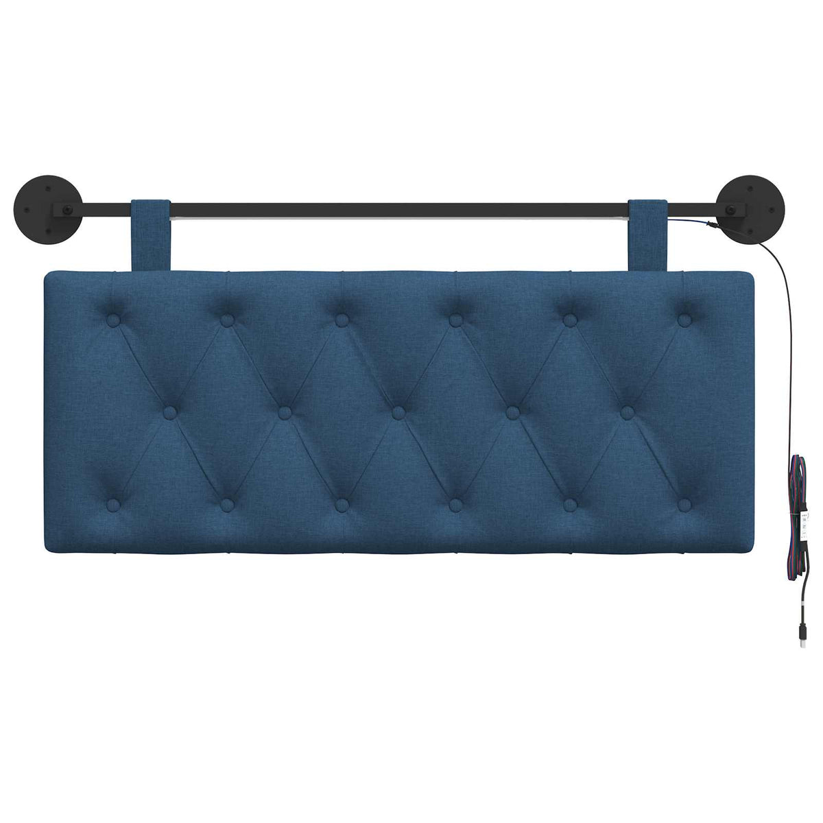 Vidaxl hangend hoofdbord met led-verlichting blauw stof