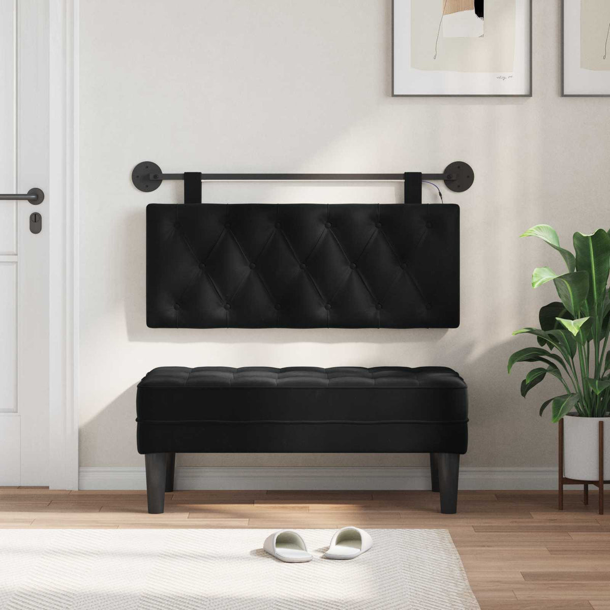 Vidaxl hangend hoofdbord zwart fluweel