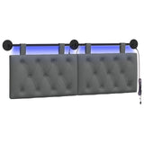 Vidaxl hangend hoofdbord met led-verlichting donkergrijs stof