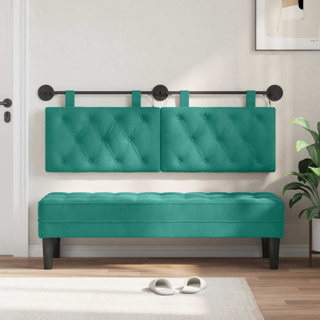 Vidaxl hangend hoofdbord turquoise fluweel
