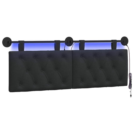 Vidaxl hangend hoofdbord met led-verlichting zwart stof