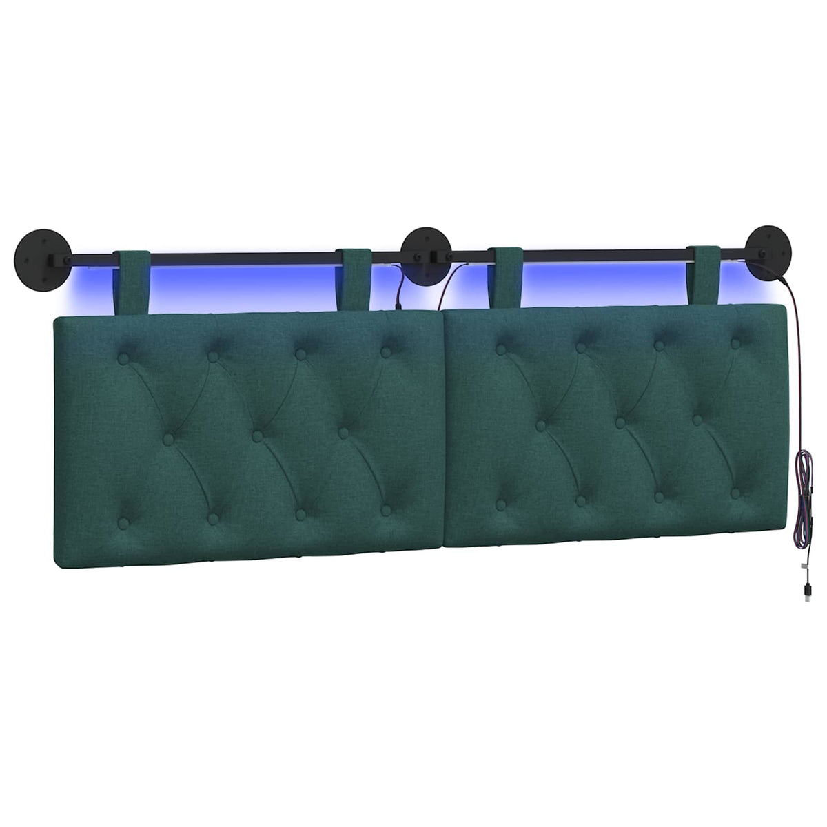 Vidaxl hangend hoofdbord met led-verlichting donkergroen stof