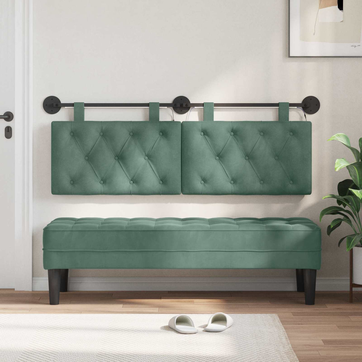 Vidaxl hangend hoofdbord zeegroen fluweel