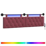 Vidaxl hangend hoofdbord met led-verlichting wijnrood stof