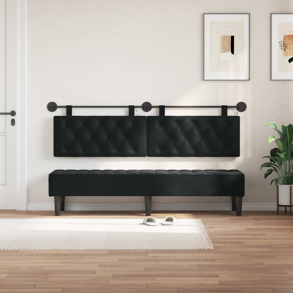 Vidaxl hangend hoofdbord zwart fluweel