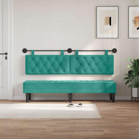 Vidaxl hangend hoofdbord turquoise fluweel