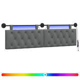 Vidaxl hangend hoofdbord met led-verlichting donkergrijs stof