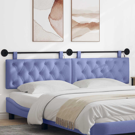Vidaxl hangend hoofdbord met led-verlichting jeans blauw stof