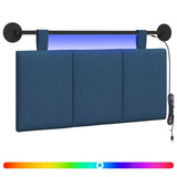 Vidaxl hangend hoofdbord met led-verlichting blauw stof
