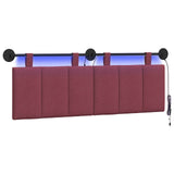 Vidaxl hangend hoofdbord met led-verlichting wijnrood stof