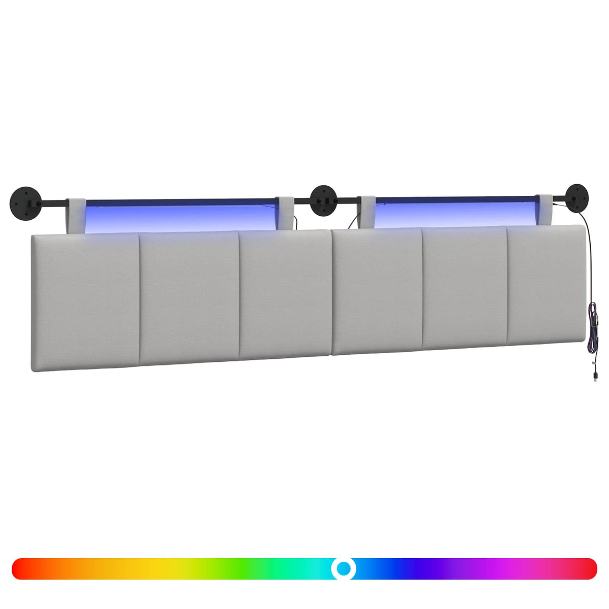 Vidaxl hangend hoofdbord met led-verlichting wolkengrijs stof