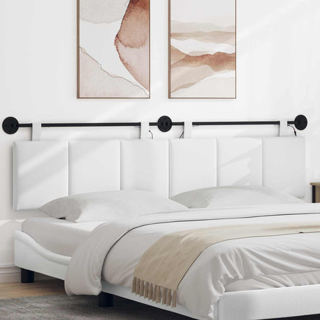 Vidaxl hangend hoofdbord met led-verlichting wit stof